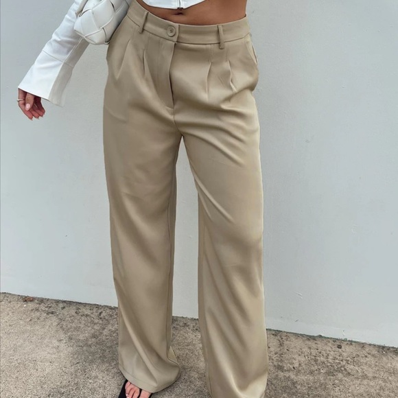 Princess Polly Archer Pants Taupe - Picture 1 of 11